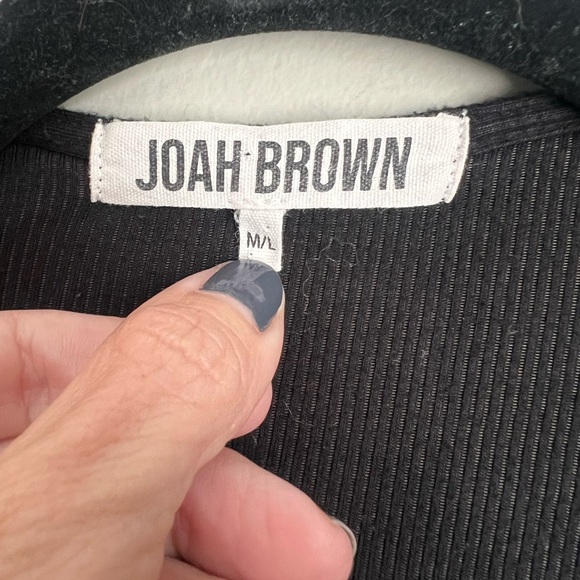 JOAH BROWN Cardigan Cardi Black Long Dister open front drape medium large M L - Picture 3 of 4